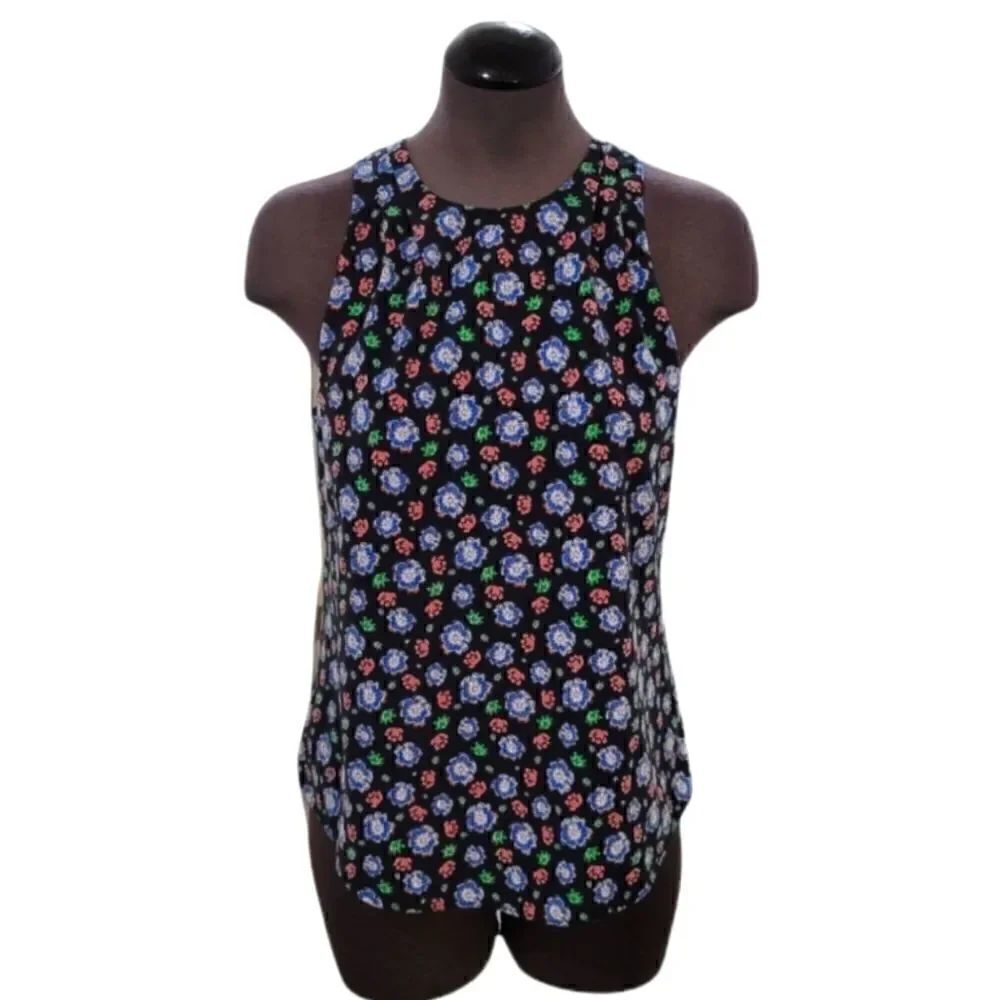 EC BANANA REPUBLIC SLEEVELESS FLORAL BLOUSE SZ. XS